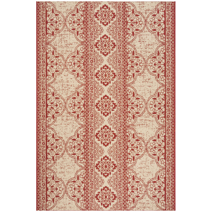 SAFAVIEH Outdoor LND174Q Linden Collection Red / Creme Rug Image 9