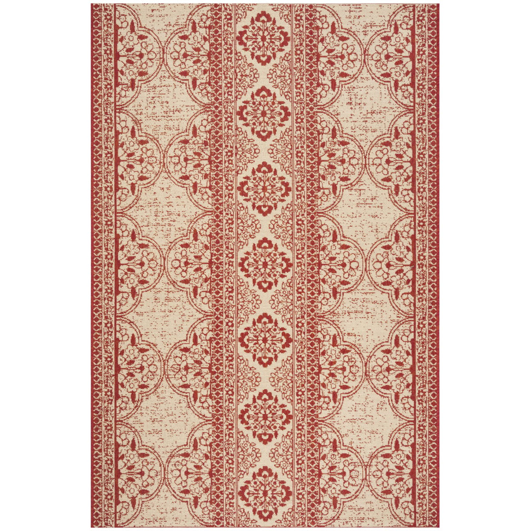 SAFAVIEH Outdoor LND174Q Linden Collection Red / Creme Rug Image 1