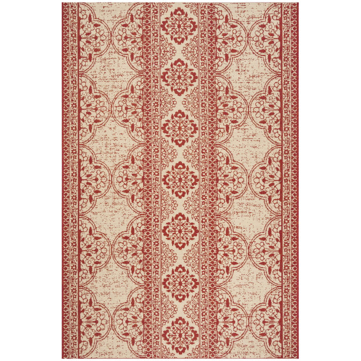 SAFAVIEH Outdoor LND174Q Linden Collection Red / Creme Rug Image 1