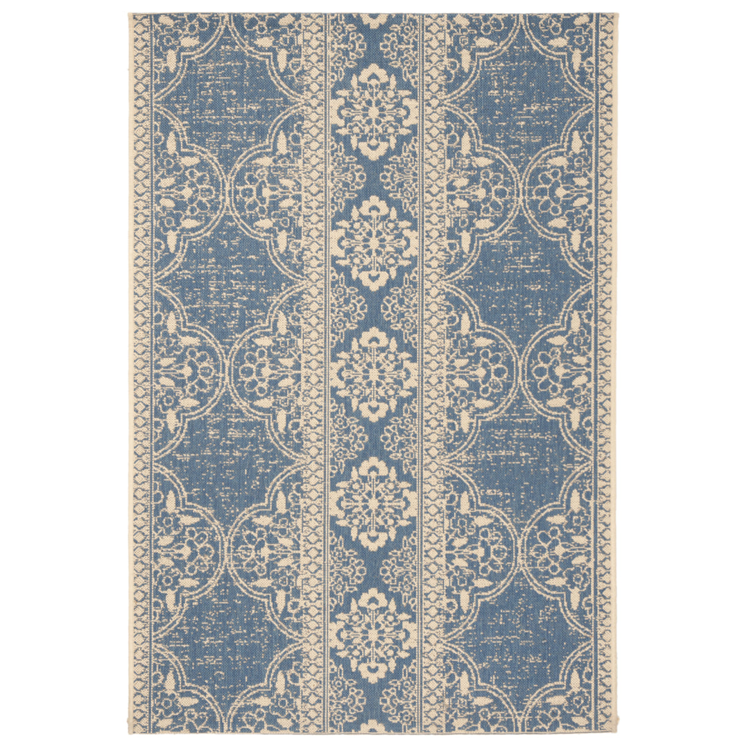 SAFAVIEH Outdoor LND174N Linden Collection Cream / Blue Rug Image 10