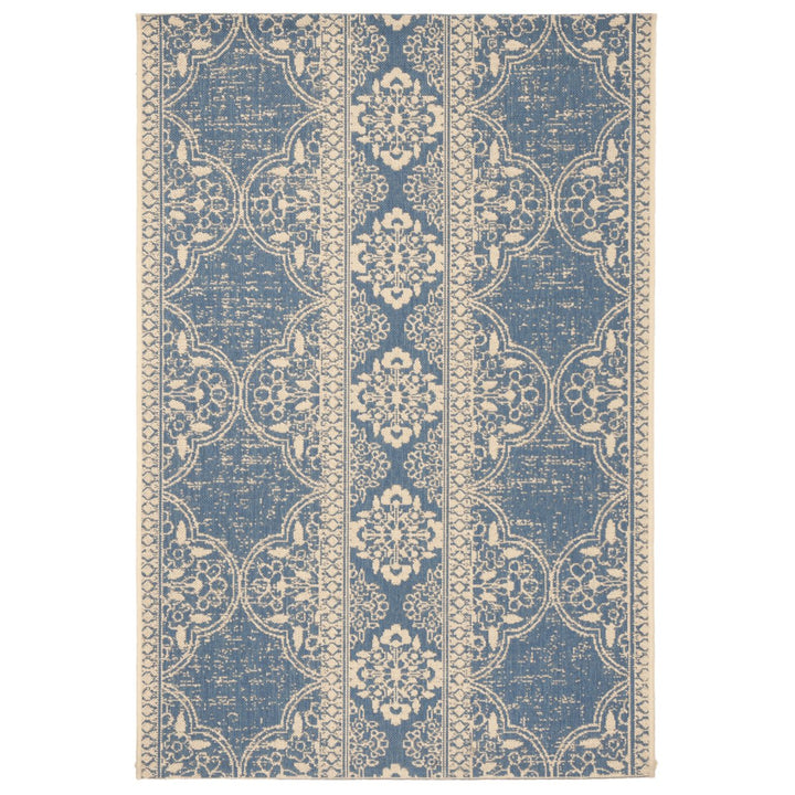 SAFAVIEH Outdoor LND174N Linden Collection Cream / Blue Rug Image 1