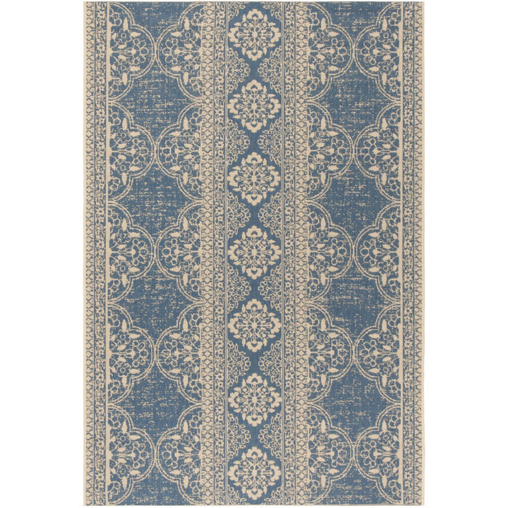 SAFAVIEH Outdoor LND174N Linden Collection Cream / Blue Rug Image 1