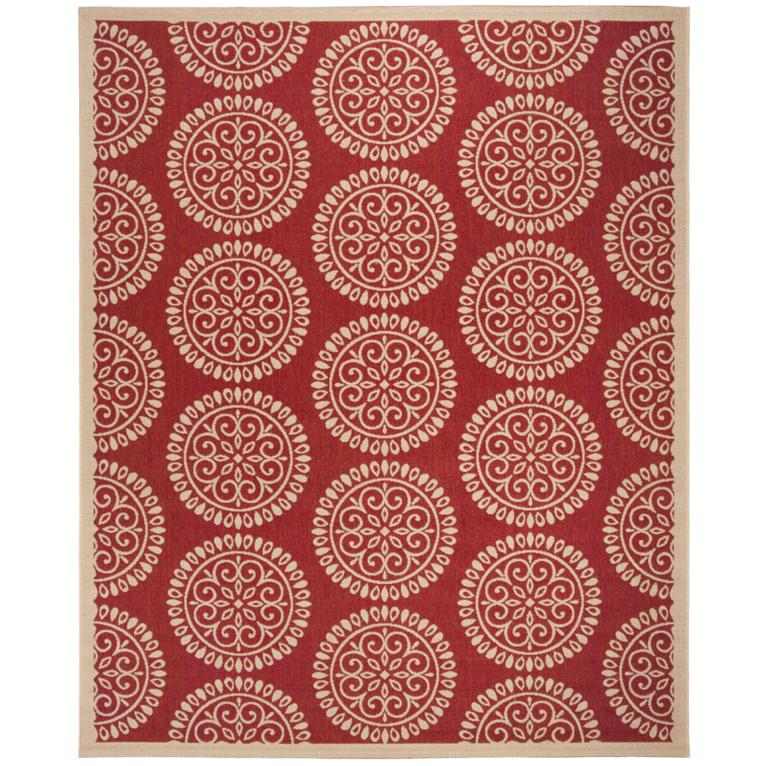 SAFAVIEH Outdoor LND176Q Linden Collection Red / Creme Rug Image 4