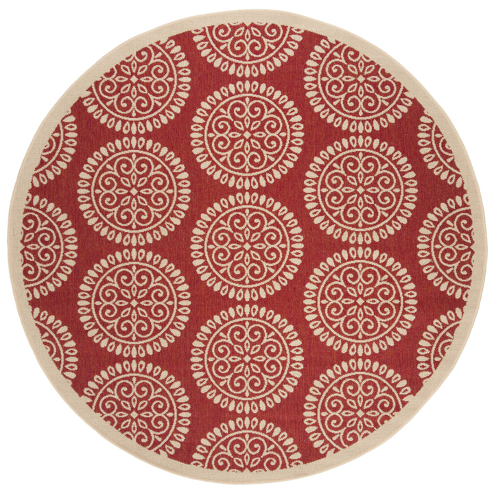 SAFAVIEH Outdoor LND176Q Linden Collection Red / Creme Rug Image 5