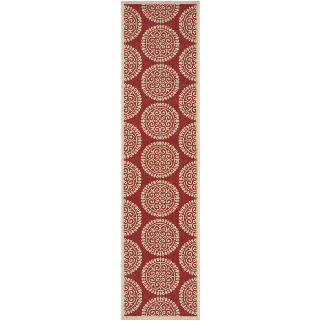 SAFAVIEH Outdoor LND176Q Linden Collection Red / Creme Rug Image 6