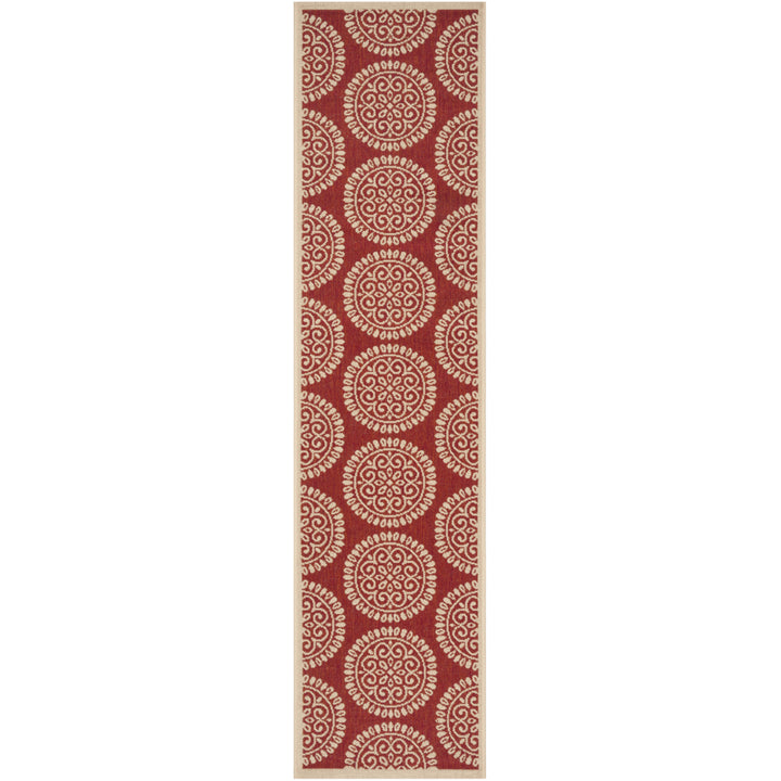 SAFAVIEH Outdoor LND176Q Linden Collection Red / Creme Rug Image 6