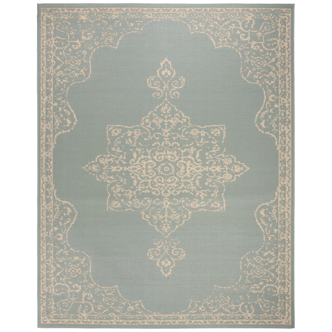 SAFAVIEH Outdoor LND180L Linden Collection Cream / Aqua Rug Image 4