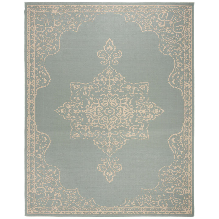 SAFAVIEH Outdoor LND180L Linden Collection Cream / Aqua Rug Image 4