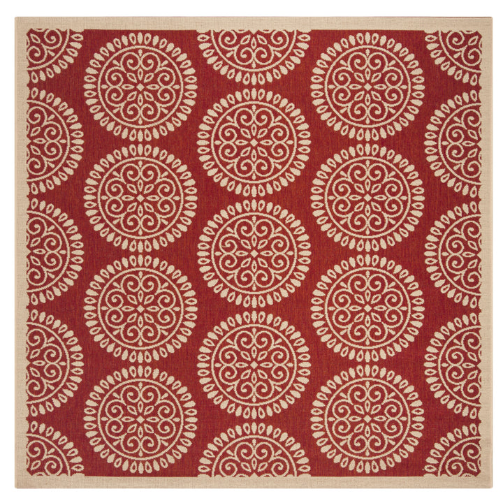 SAFAVIEH Outdoor LND176Q Linden Collection Red / Creme Rug Image 7