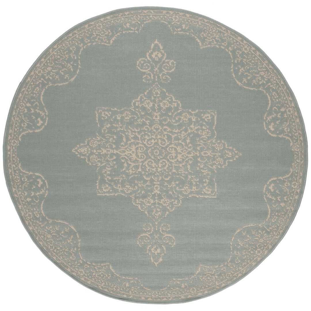 SAFAVIEH Outdoor LND180L Linden Collection Cream / Aqua Rug Image 5