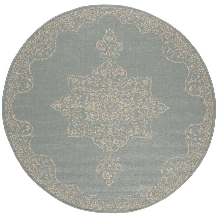 SAFAVIEH Outdoor LND180L Linden Collection Cream / Aqua Rug Image 1