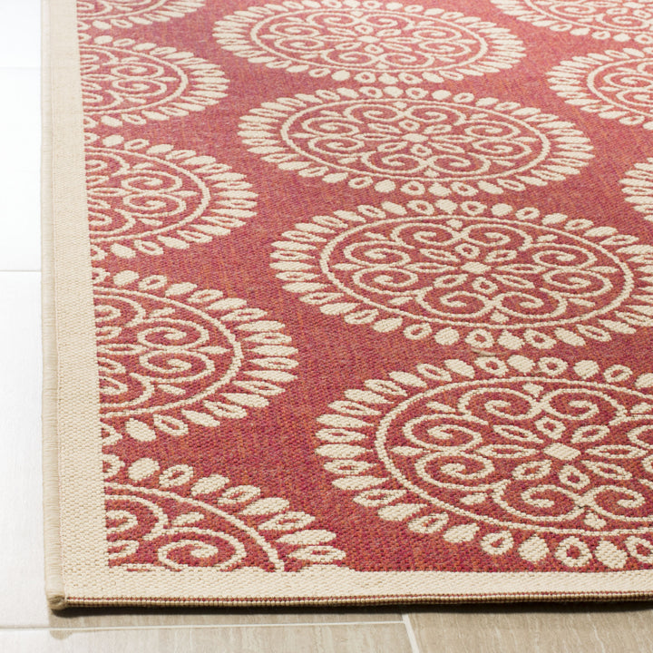 SAFAVIEH Outdoor LND176Q Linden Collection Red / Creme Rug Image 8