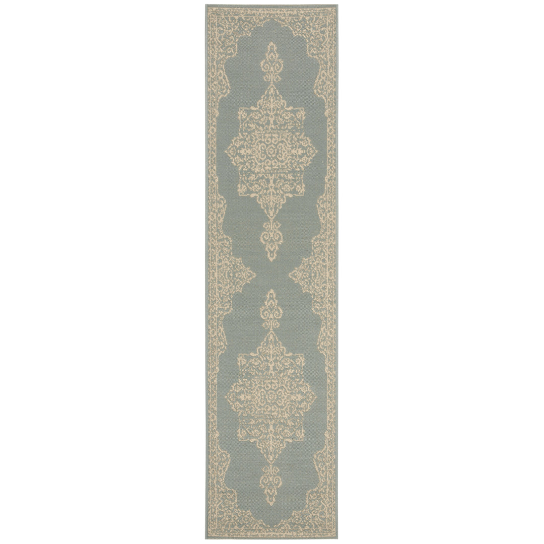 SAFAVIEH Outdoor LND180L Linden Collection Cream / Aqua Rug Image 6