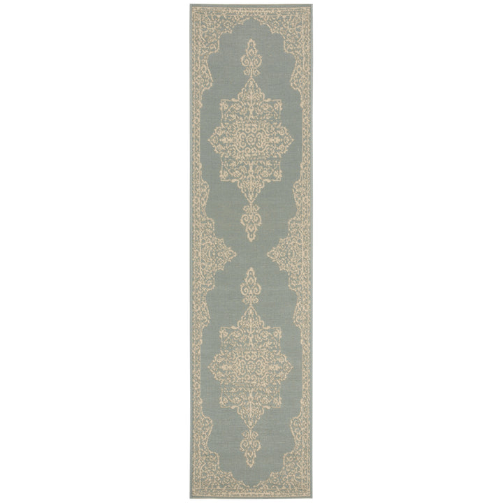 SAFAVIEH Outdoor LND180L Linden Collection Cream / Aqua Rug Image 6