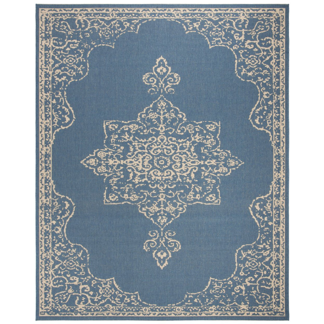 SAFAVIEH Outdoor LND180N Linden Collection Cream / Blue Rug Image 4