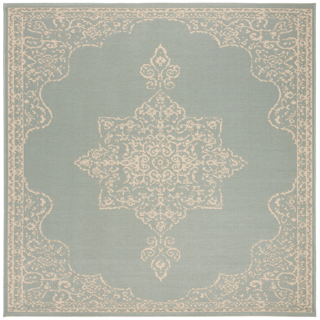 SAFAVIEH Outdoor LND180L Linden Collection Cream / Aqua Rug Image 7