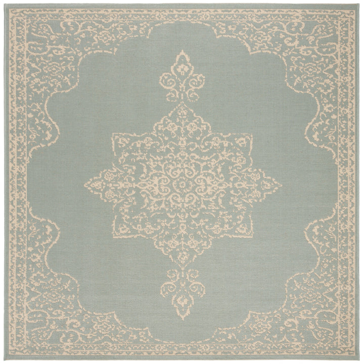 SAFAVIEH Outdoor LND180L Linden Collection Cream / Aqua Rug Image 7