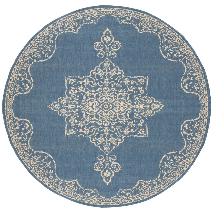 SAFAVIEH Outdoor LND180N Linden Collection Cream / Blue Rug Image 5