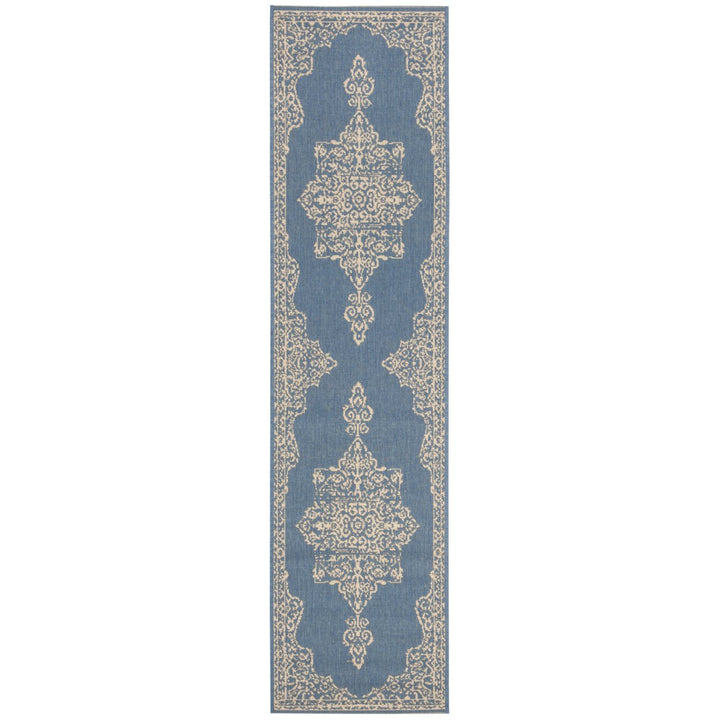 SAFAVIEH Outdoor LND180N Linden Collection Cream / Blue Rug Image 6