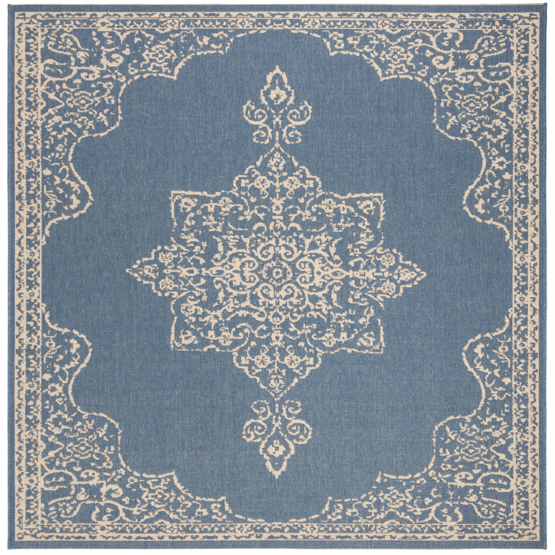 SAFAVIEH Outdoor LND180N Linden Collection Cream / Blue Rug Image 7