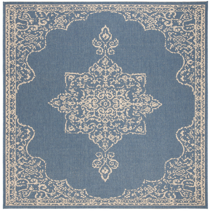 SAFAVIEH Outdoor LND180N Linden Collection Cream / Blue Rug Image 7