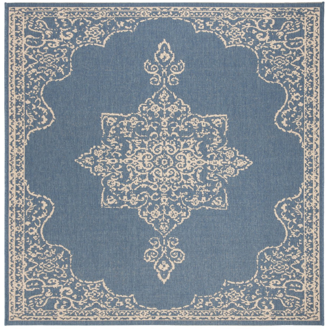 SAFAVIEH Outdoor LND180N Linden Collection Cream / Blue Rug Image 1