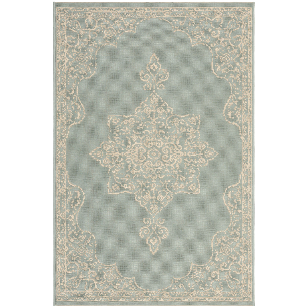 SAFAVIEH Outdoor LND180L Linden Collection Cream / Aqua Rug Image 10