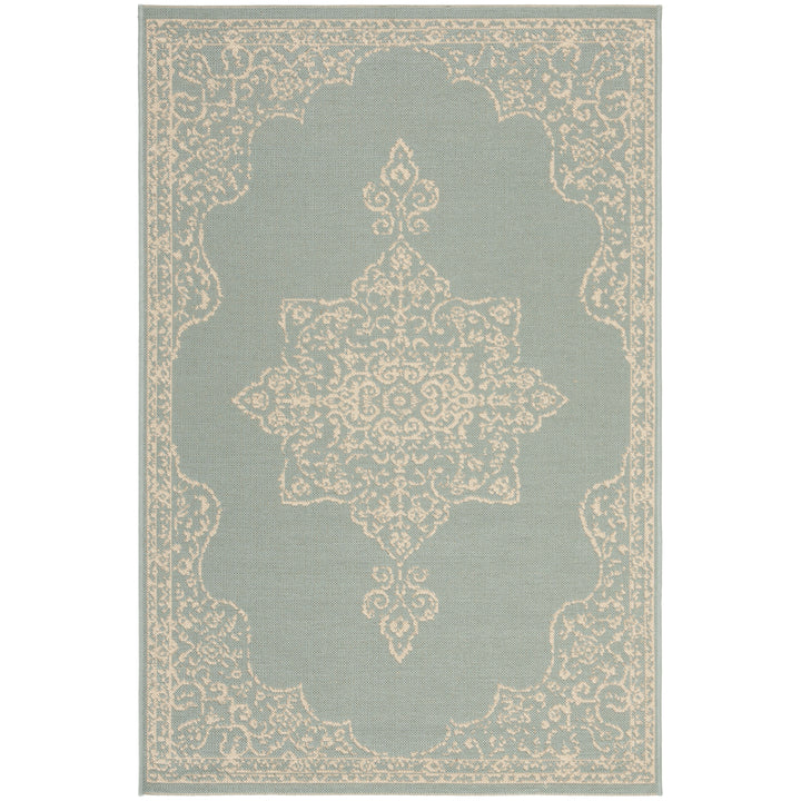 SAFAVIEH Outdoor LND180L Linden Collection Cream / Aqua Rug Image 10