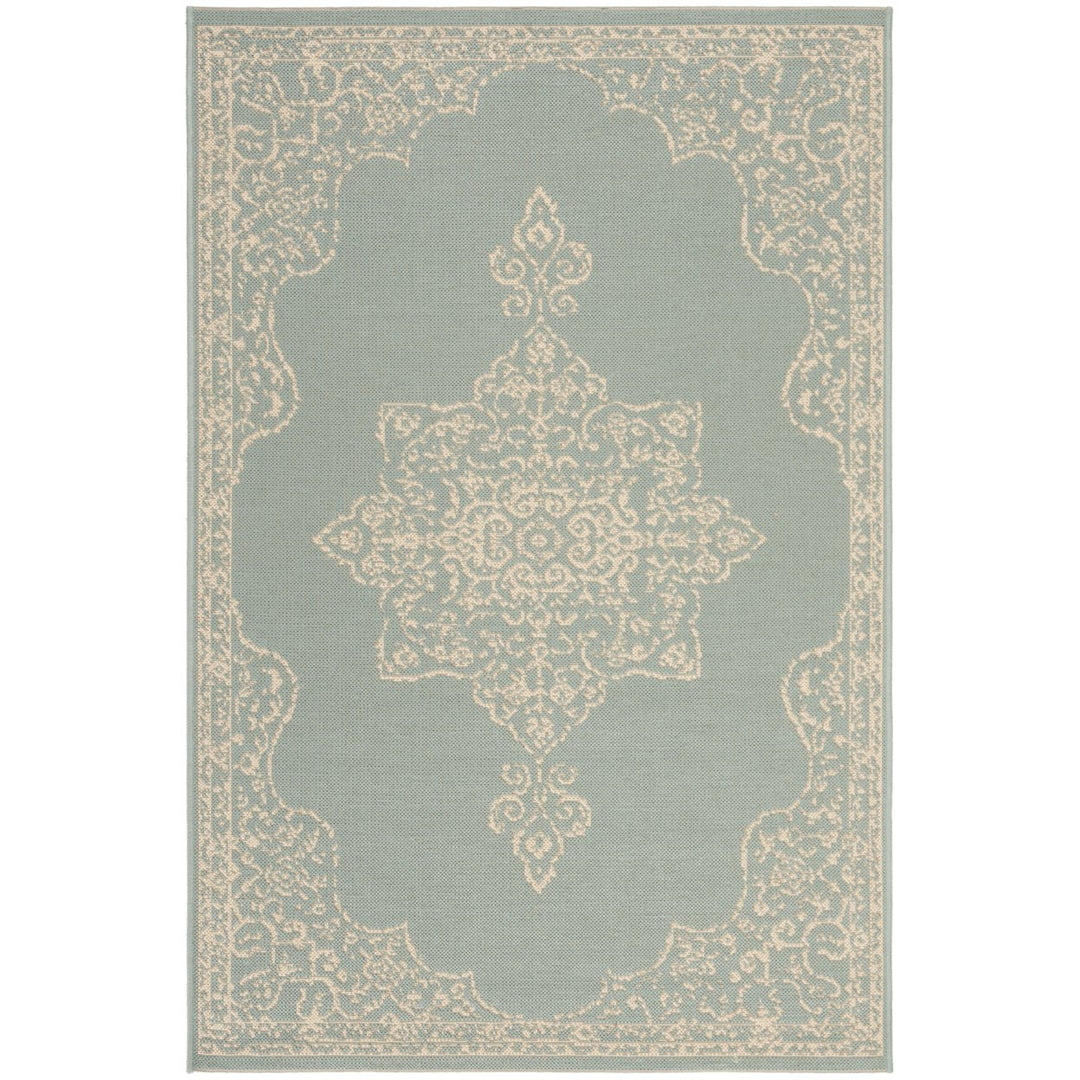 SAFAVIEH Outdoor LND180L Linden Collection Cream / Aqua Rug Image 1