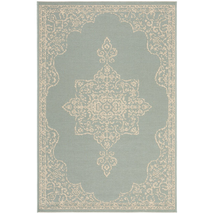 SAFAVIEH Outdoor LND180L Linden Collection Cream / Aqua Rug Image 1