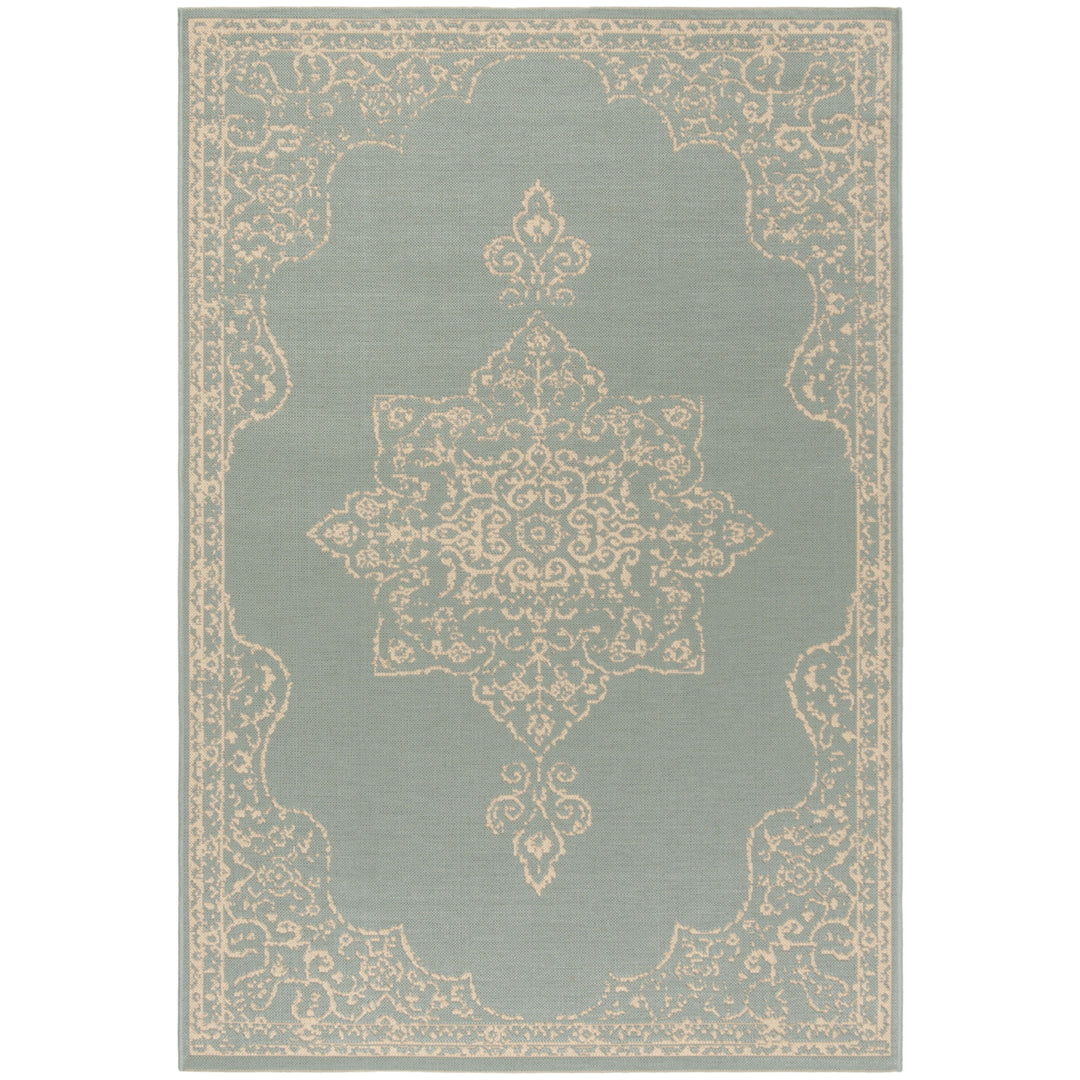 SAFAVIEH Outdoor LND180L Linden Collection Cream / Aqua Rug Image 11