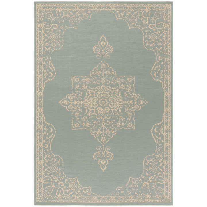 SAFAVIEH Outdoor LND180L Linden Collection Cream / Aqua Rug Image 11