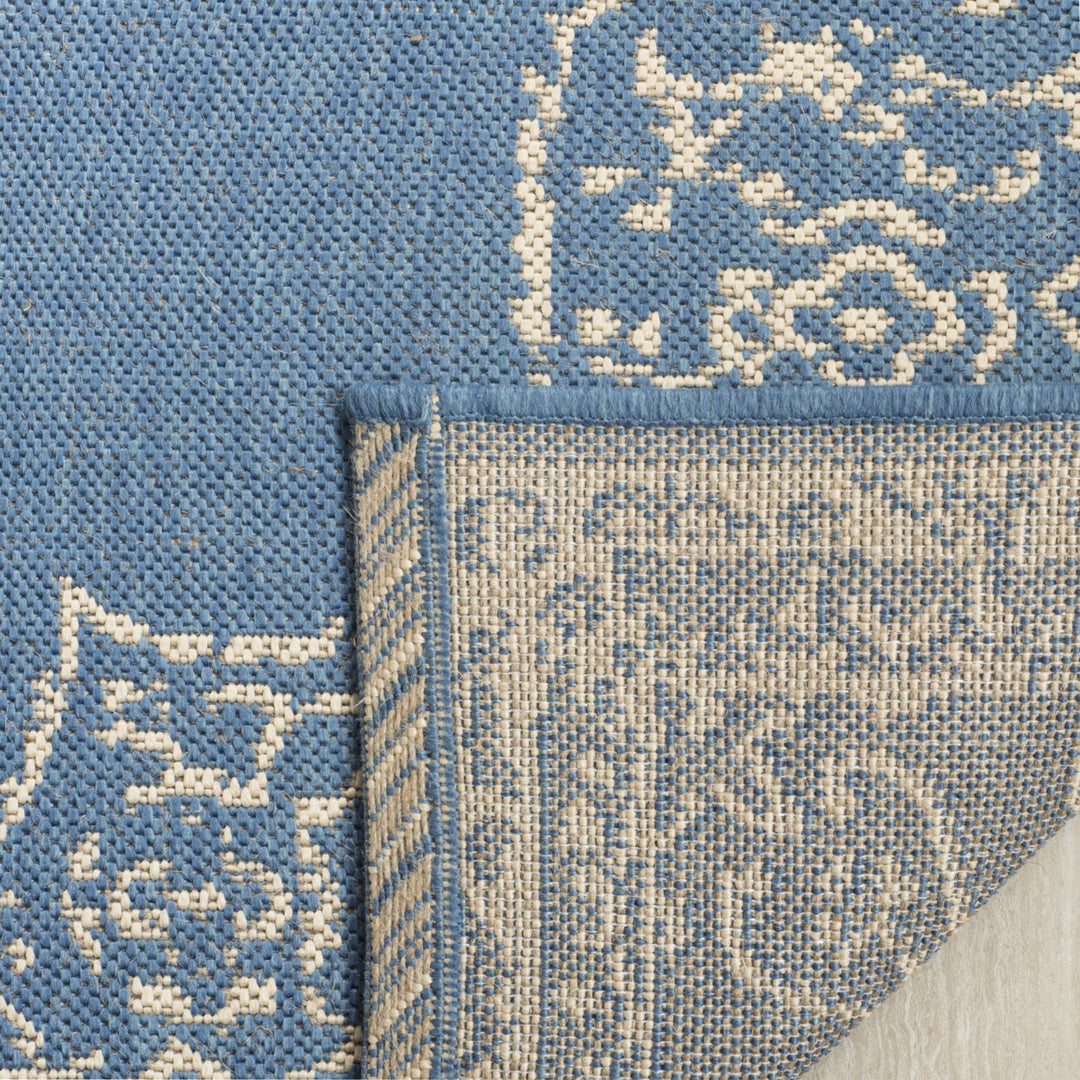 SAFAVIEH Outdoor LND180N Linden Collection Cream / Blue Rug Image 9