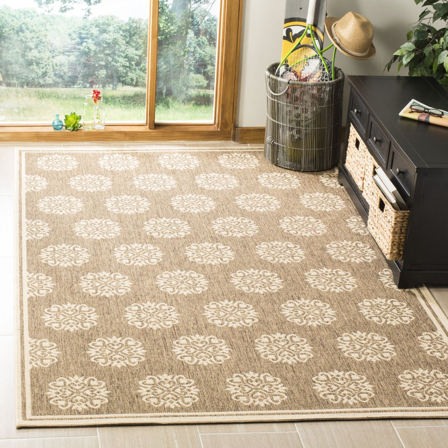 SAFAVIEH Outdoor LND181B Linden Collection Beige / Cream Rug Image 1