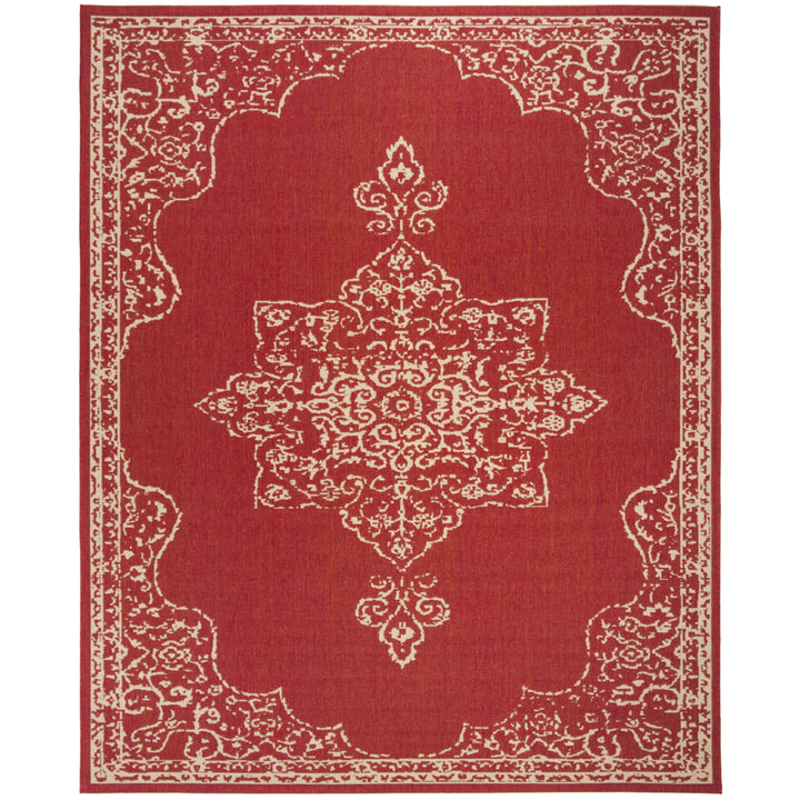 SAFAVIEH Outdoor LND180Q Linden Collection Red / Creme Rug Image 4