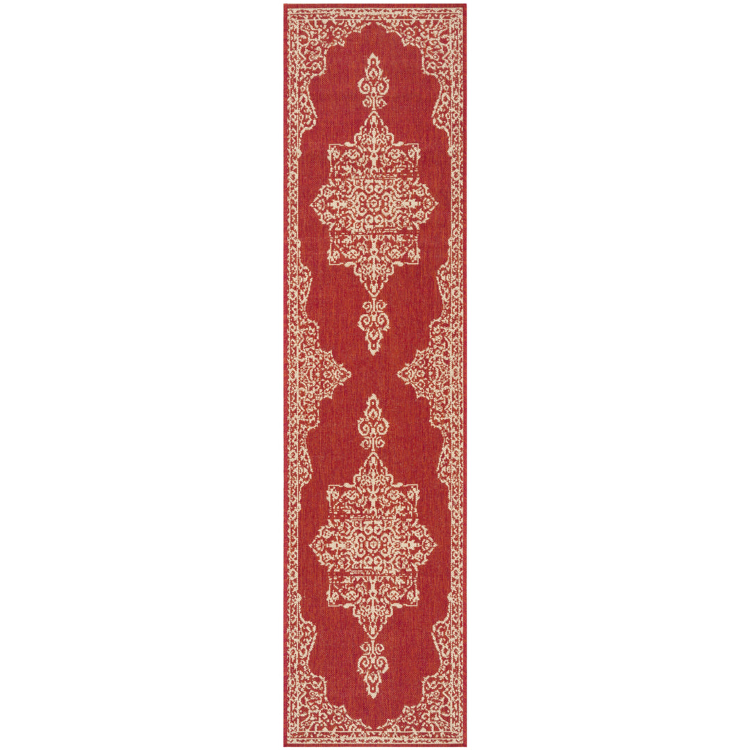 SAFAVIEH Outdoor LND180Q Linden Collection Red / Creme Rug Image 6