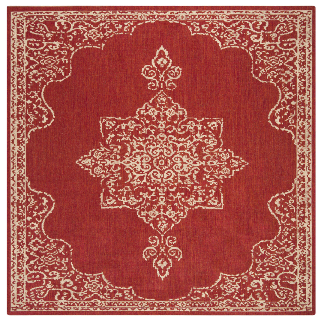 SAFAVIEH Outdoor LND180Q Linden Collection Red / Creme Rug Image 7