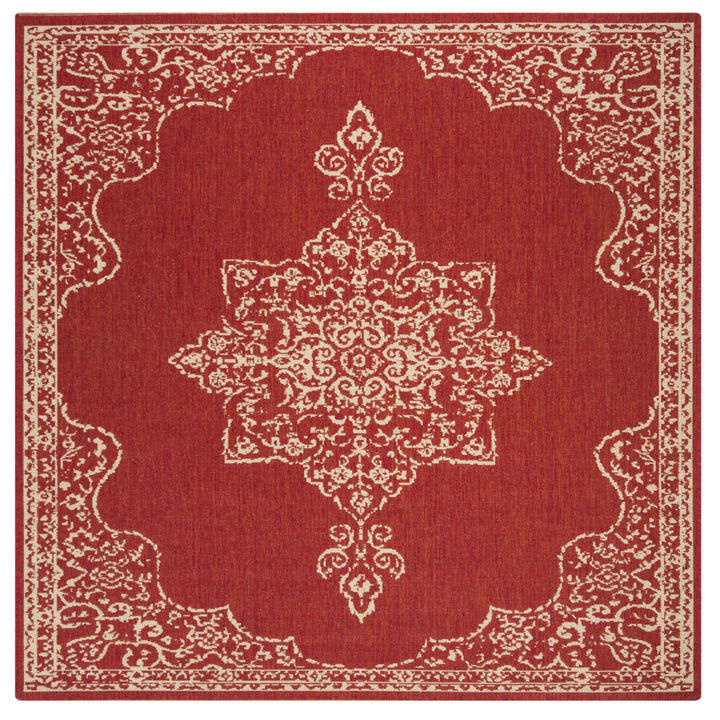 SAFAVIEH Outdoor LND180Q Linden Collection Red / Creme Rug Image 7