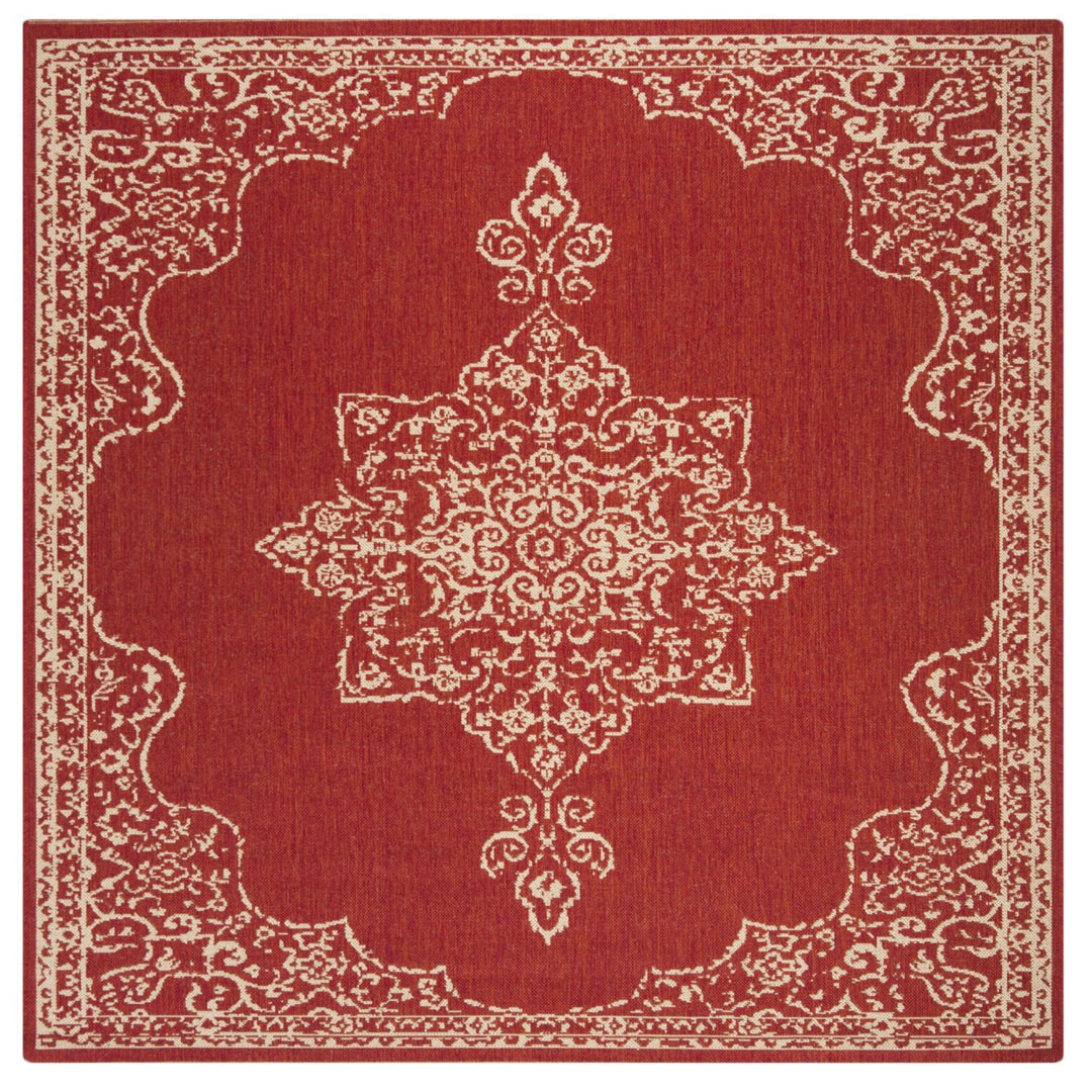 SAFAVIEH Outdoor LND180Q Linden Collection Red / Creme Rug Image 1