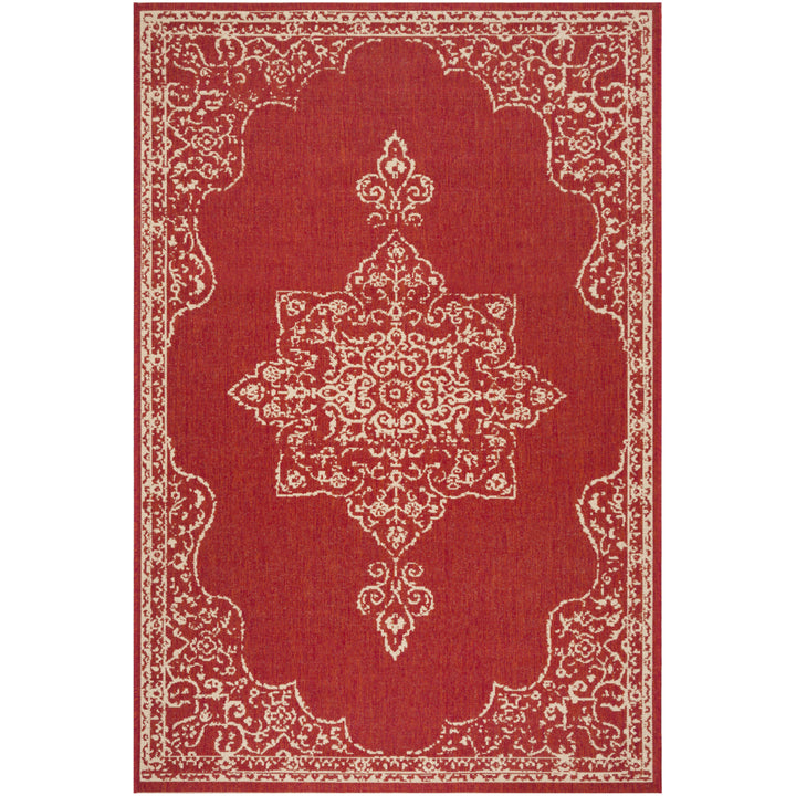 SAFAVIEH Outdoor LND180Q Linden Collection Red / Creme Rug Image 11