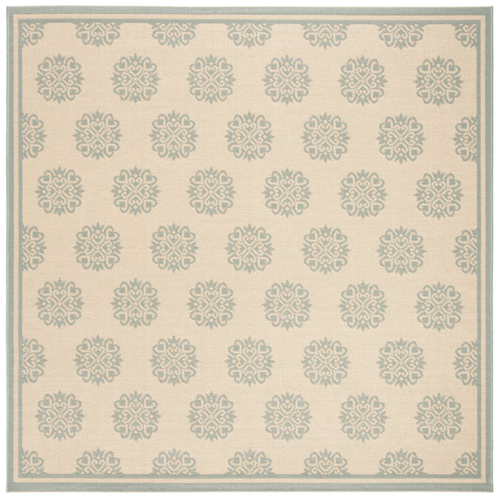 SAFAVIEH Outdoor LND181L Linden Collection Cream / Aqua Rug Image 1