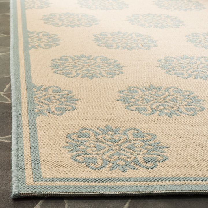 SAFAVIEH Outdoor LND181L Linden Collection Cream / Aqua Rug Image 8