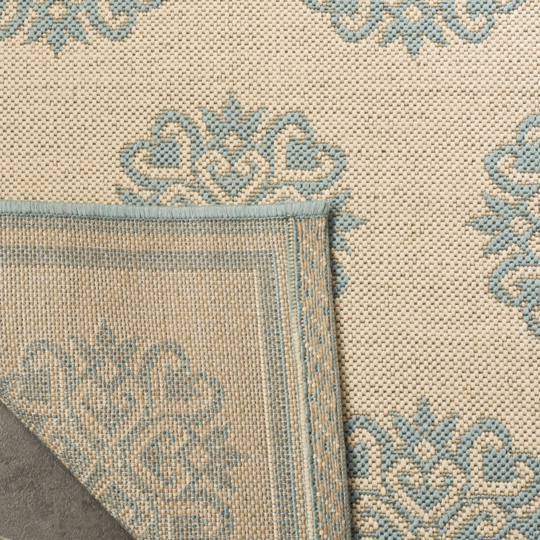 SAFAVIEH Outdoor LND181L Linden Collection Cream / Aqua Rug Image 9