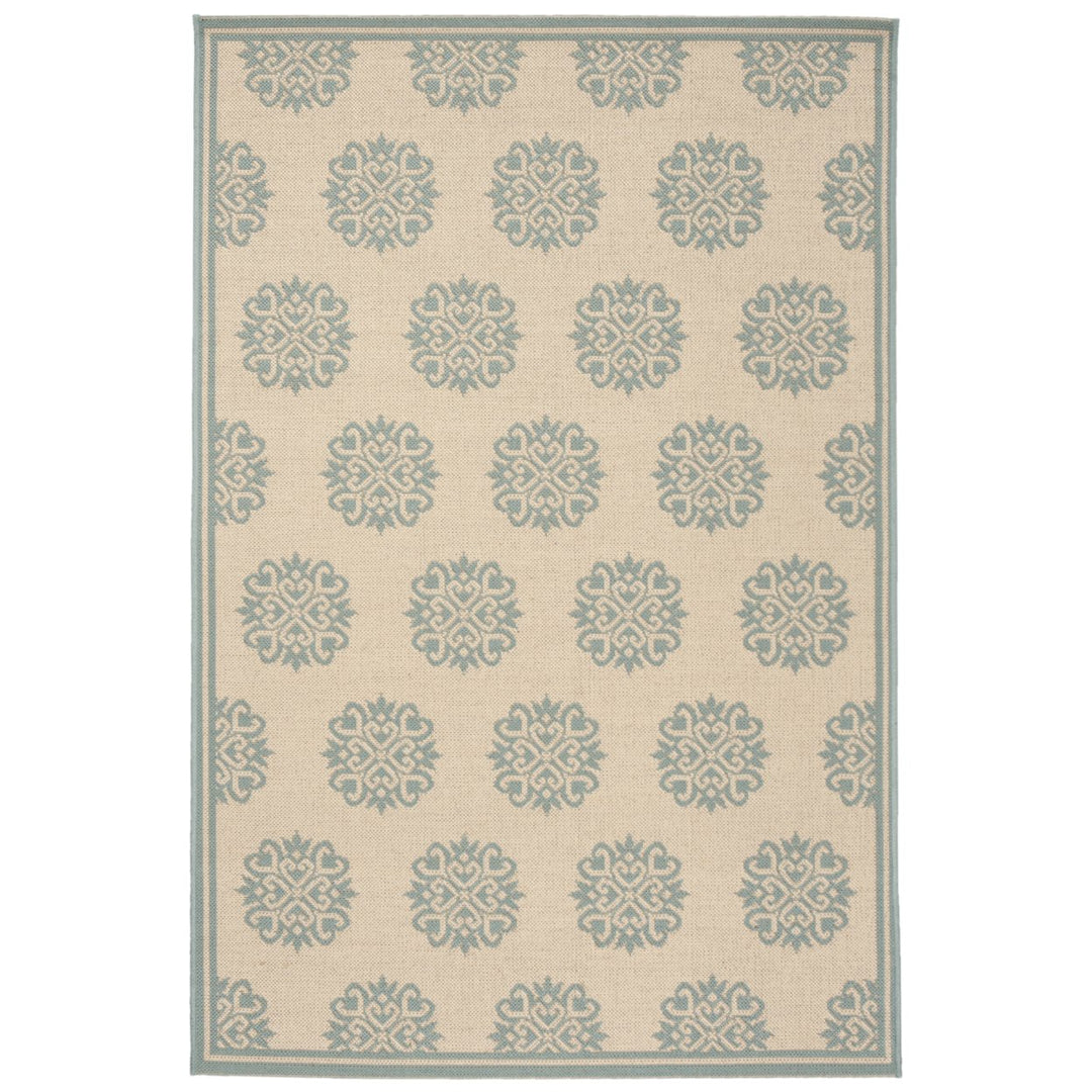 SAFAVIEH Outdoor LND181L Linden Collection Cream / Aqua Rug Image 10