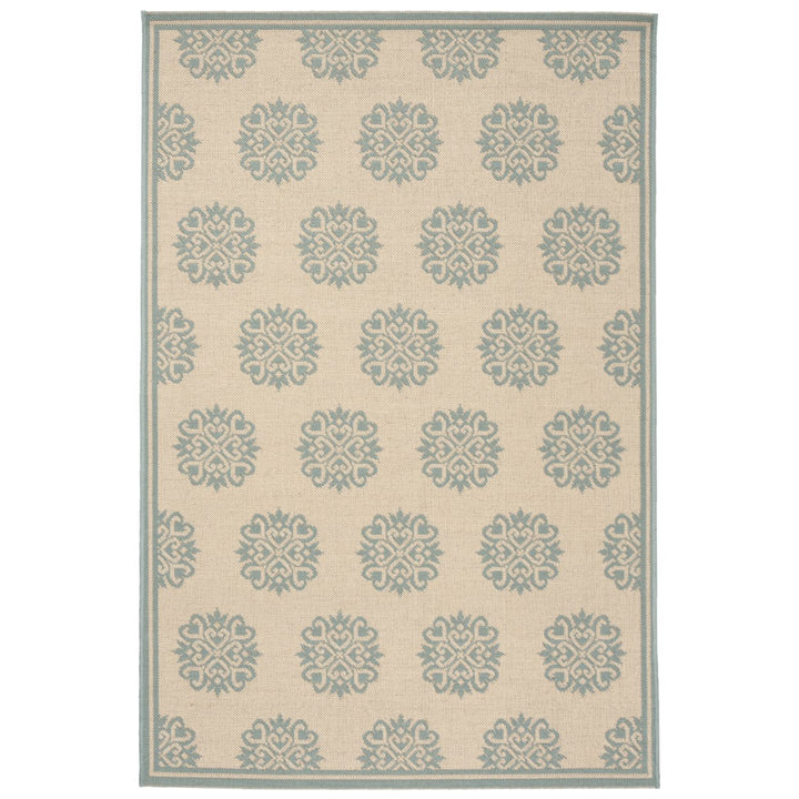 SAFAVIEH Outdoor LND181L Linden Collection Cream / Aqua Rug Image 10