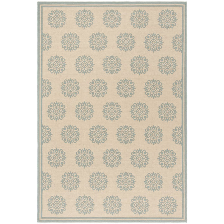 SAFAVIEH Outdoor LND181L Linden Collection Cream / Aqua Rug Image 11