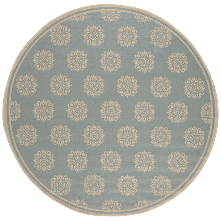 SAFAVIEH Outdoor LND181K Linden Collection Aqua / Cream Rug Image 4