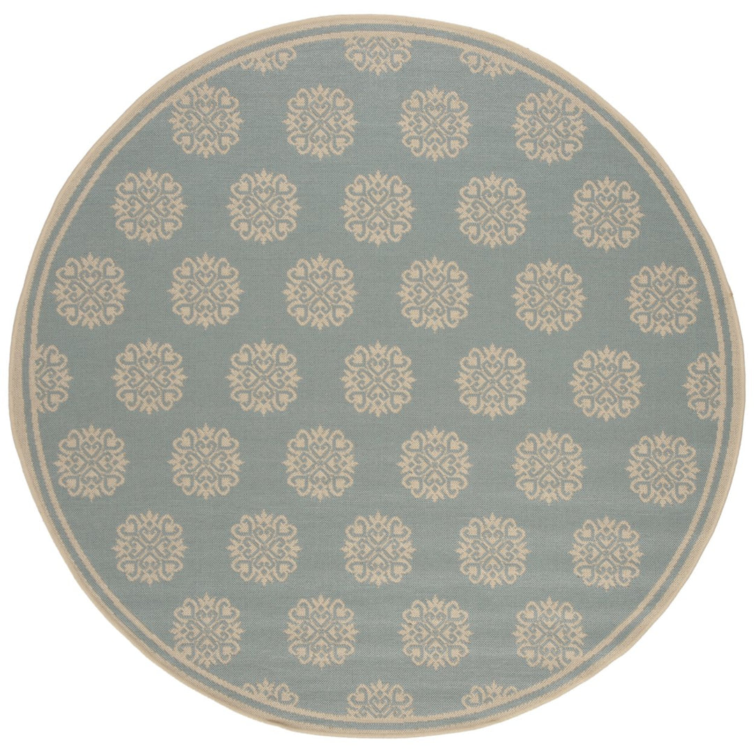 SAFAVIEH Outdoor LND181K Linden Collection Aqua / Cream Rug Image 1