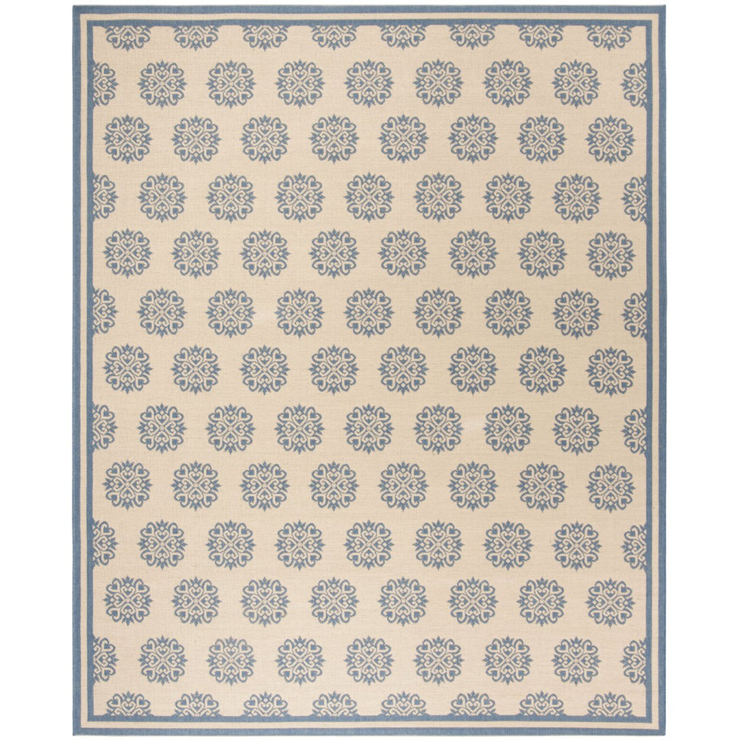 SAFAVIEH Outdoor LND181M Linden Collection Blue / Creme Rug Image 4