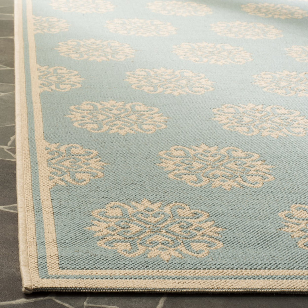 SAFAVIEH Outdoor LND181K Linden Collection Aqua / Cream Rug Image 5